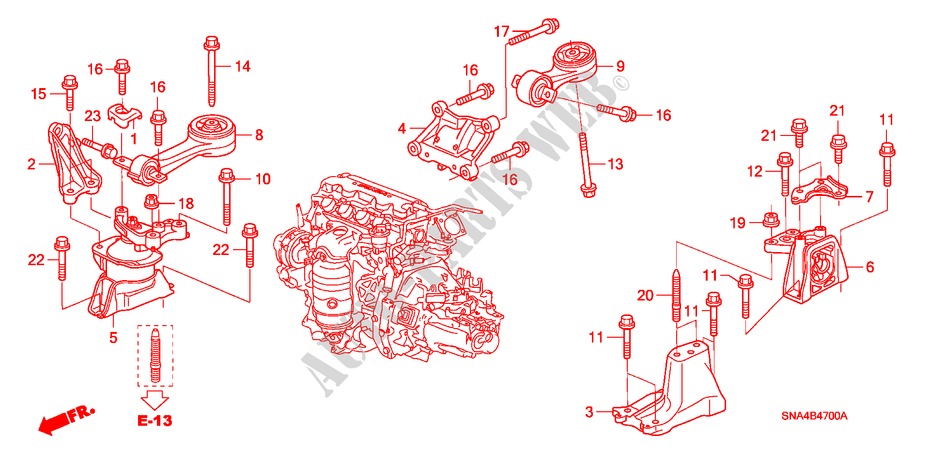 APOIOS MOTOR(1.8L) (MT) para Honda CIVIC EX 4 portas 5 velocidades manuais 2006