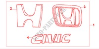 EMBLEMA DOURADO para Honda CIVIC 1.6VTI 4 portas 5 velocidades manuais 1999