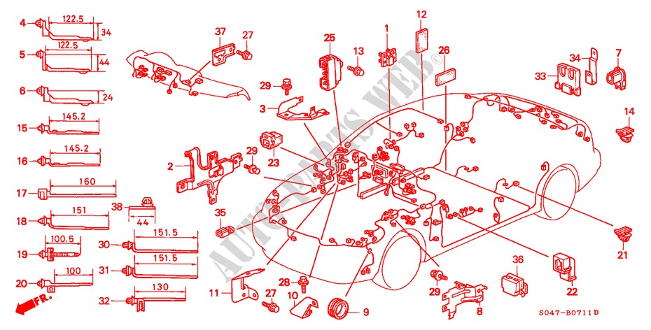 CINTA CABLAGEM/SUPORTE(D.) para Honda CIVIC 1.6VTI 4 portas 5 velocidades manuais 2000