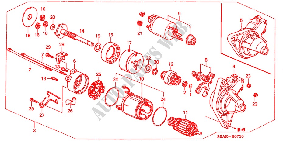 MOTOR ARRANQUE(DENSO) (1) para Honda CIVIC 1.6 LS 4 portas 5 velocidades manuais 2003