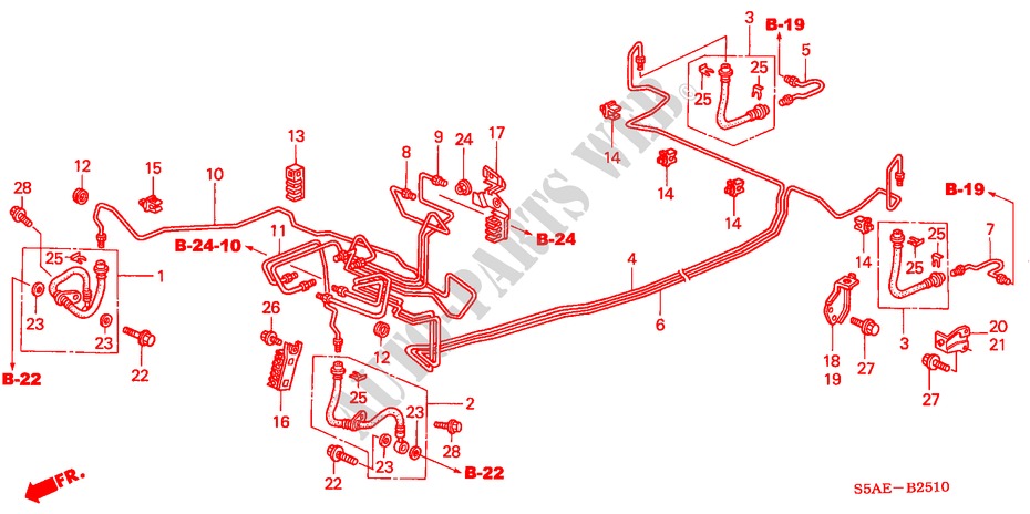 TUBAGENS TRAVAOES(ABS) (LH) (1) para Honda CIVIC 1.6 ES 4 portas 5 velocidades manuais 2005