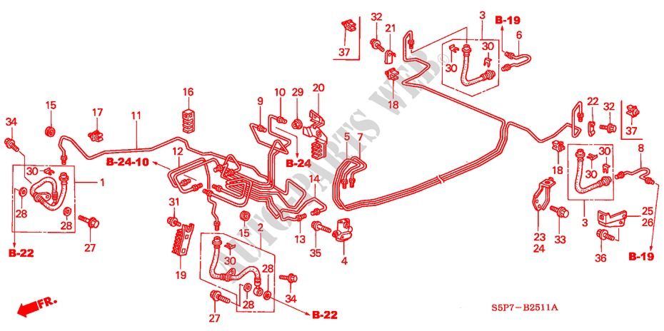 TUBAGENS TRAVAOES(ABS) (LH) (2) para Honda CIVIC COUPE VTI-A 2 portas 5 velocidades manuais 2002