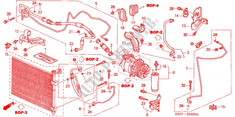 AR CONDICIONADO(MANGUEIRAS/TUBOS) (LH) (1.4L/1.6L) para Honda CIVIC 1.4S 3 portas 5 velocidades manuais 2001