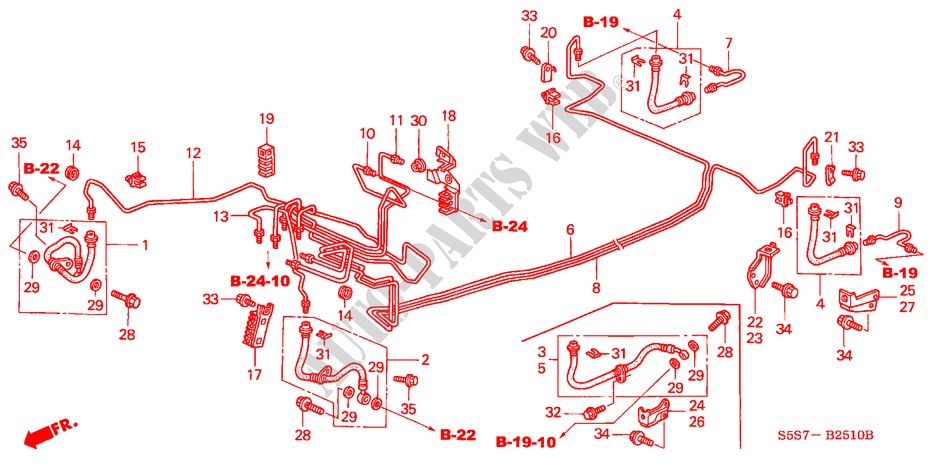 TUBAGENS TRAVAOES(ABS) (LH) (1) para Honda CIVIC 1.4S 3 portas 5 velocidades manuais 2001