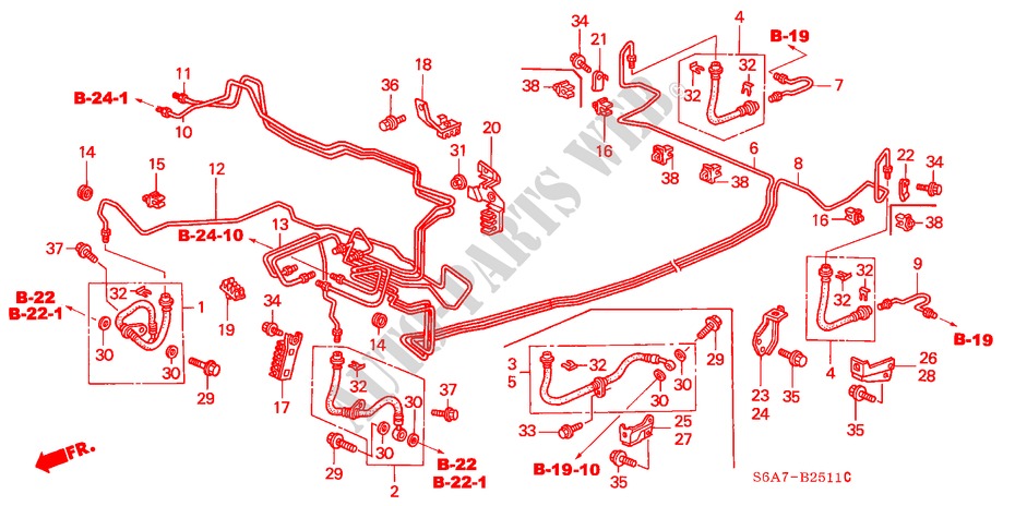 TUBAGENS TRAVAOES(ABS) (D.) (1.4L/1.5L/1.6L/1.7L) para Honda CIVIC 1.6SE 5 portas 5 velocidades manuais 2001