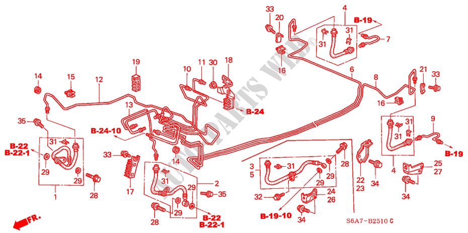 TUBAGENS TRAVAOES(ABS) (LH) (1.4L/1.6L) para Honda CIVIC 1.4LS 5 portas 5 velocidades manuais 2001