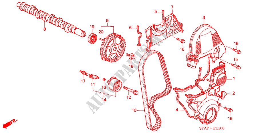 ARVORE CAMES/CORREIA DISTRIBUICAO (1.7L) para Honda STREAM 1.7LS 5 portas 5 velocidades manuais 2002