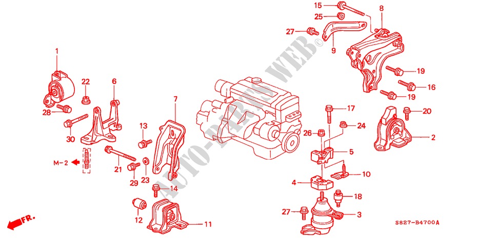 APOIOS MOTOR(L4)(MT) para Honda ACCORD COUPE 2.0IES 2 portas 5 velocidades manuais 2000