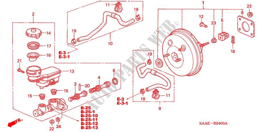 BOMBA PRINCIPAL TRAVOES/ SERVO FREIO(1) para Honda JAZZ 1.4 SE 5 portas totalmente automática CVT 2004