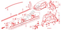 MOLDURA/GUARNICAO DA SOLEIRA LATERAL para Honda JAZZ 1.4 ES 5 portas totalmente automática CVT 2008