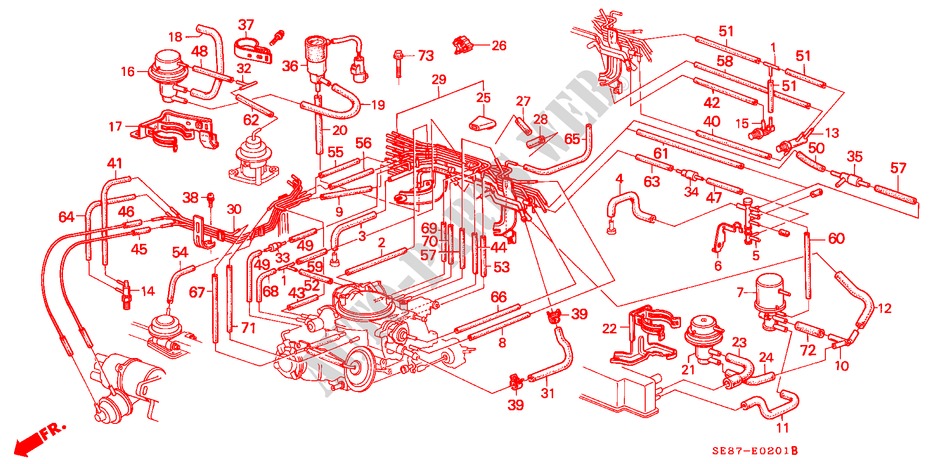 TUBO METALICO INSTALACAO/TUBAGEM (GE,SE,WE,XE) para Honda ACCORD LX 4 portas automática de 4 velocidades 1989