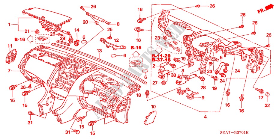 PAINEL INSTRUMENTOS(D.) para Honda ACCORD 2.4 EXECUTIVE 4 portas 6 velocidades manuais 2004