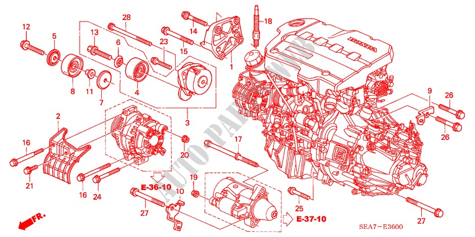 SUPORTE FIXACAO MOTOR (DIESEL) para Honda ACCORD 2.2 SPORT 4 portas 5 velocidades manuais 2004