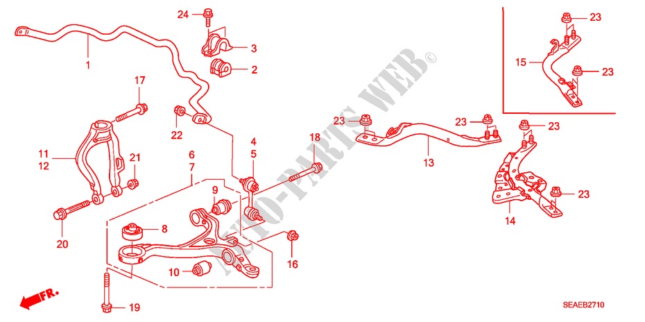 ESTABILIZADOR FRENTE/ BRACO INFERIOR FRENTE para Honda ACCORD 2.0 SPORT SE 4 portas 5 velocidades manuais 2008