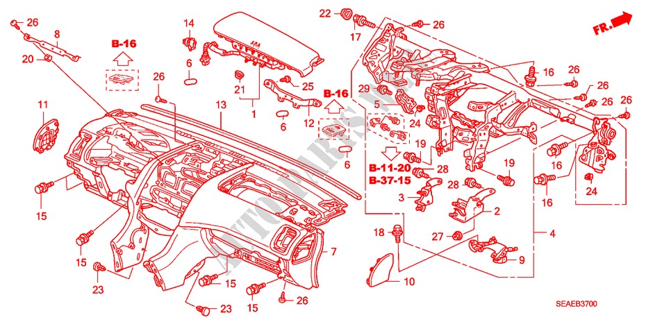 PAINEL INSTRUMENTOS(LH) para Honda ACCORD 2.4 TYPE S 4 portas automática de 5 velocidades 2007