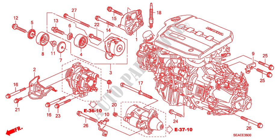 SUPORTE FIXACAO MOTOR (DIESEL) para Honda ACCORD 2.2 EXECUTIVE 4 portas 6 velocidades manuais 2008