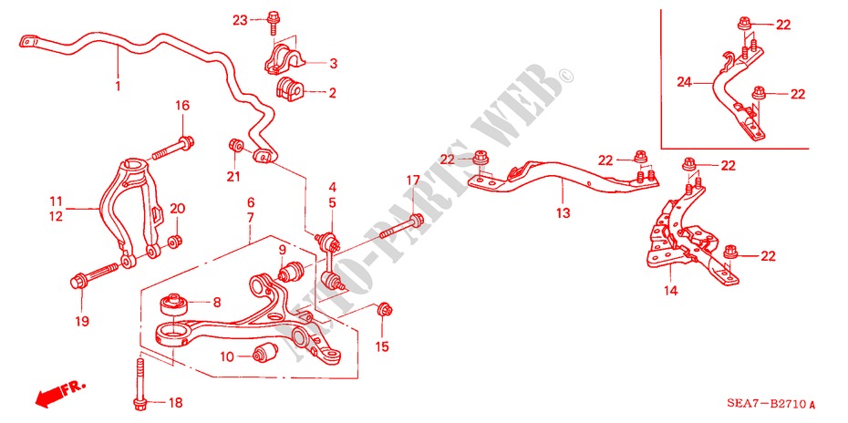 ESTABILIZADOR FRENTE/ BRACO INFERIOR FRENTE para Honda ACCORD TOURER 2.0 COMFORT 5 portas automática de 5 velocidades 2003