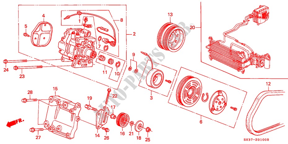 AR CONDICIONADO (COMPRESSOR)(1) para Honda CIVIC GL 3 portas 5 velocidades manuais 1988