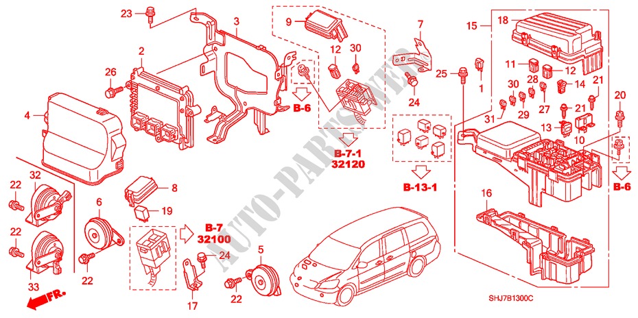 UNIDADE CONTROLO(COMPARTIMENTO MOTOR)(1) para Honda ODYSSEY EXL 5 portas automática de 5 velocidades 2008