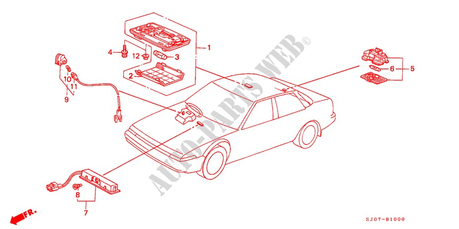 LUZ INTERIOR para Honda ACCORD EX 4 portas automática de 4 velocidades 1988