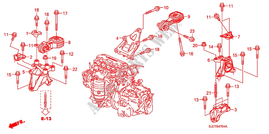 APOIOS MOTOR(1.8L) (AT) para Honda FR-V 1.8 SE 5 portas automática de 5 velocidades 2007