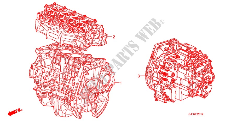 CONJ. MOTOR/CONJ. CAIXA VELOCIDADES(1.8L) para Honda FR-V 1.8 SE 5 portas automática de 5 velocidades 2007