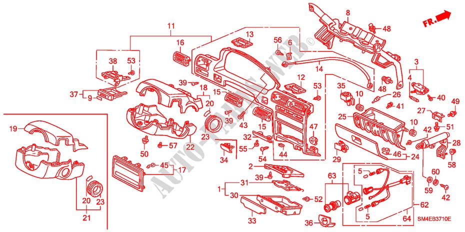 GUARNICAO PAINEL INSTRU.(LH) para Honda ACCORD 2.0 4 portas automática de 4 velocidades 1993
