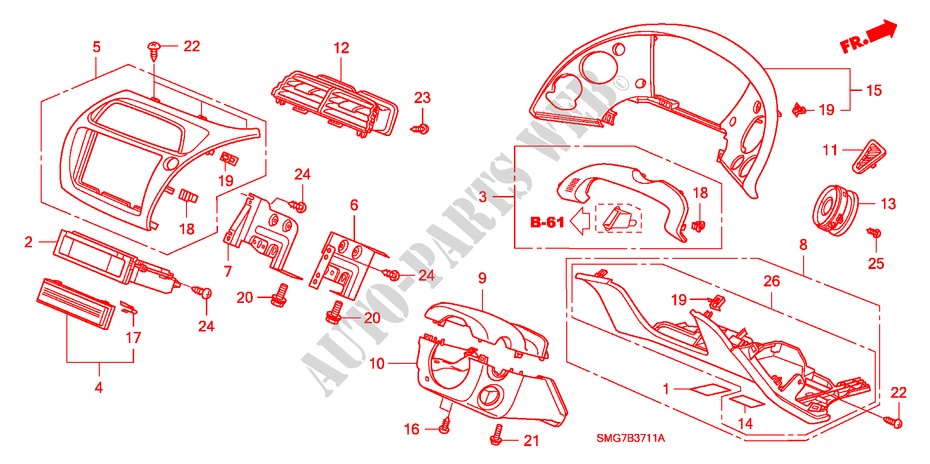 GUARNICAO PAINEL INSTRU.(D.)(LADO CONDUTOR) para Honda CIVIC 1.8 SE 5 portas transmissão inteligente 2008