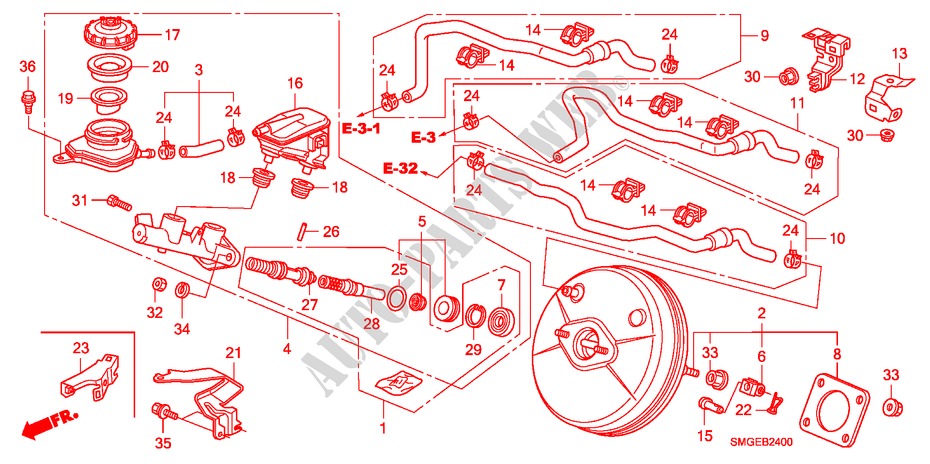 BOMBA PRINCIPAL TRAVOES/SERVO FREIO(LH) para Honda CIVIC 1.8 EXECUTIVE 5 portas 6 velocidades manuais 2009