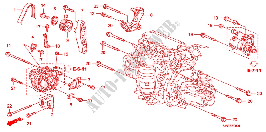 SUPORTE ALTERNADOR(1.8L) para Honda CIVIC 1.8 EX 5 portas automática de 5 velocidades 2009
