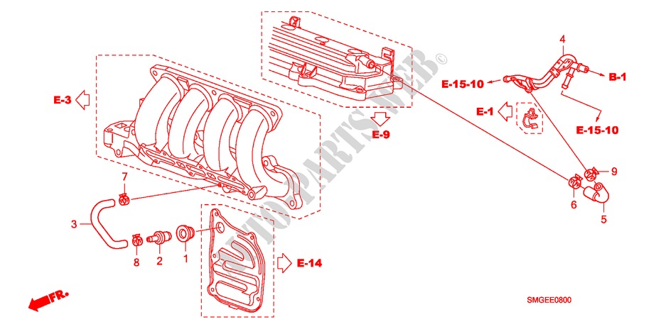 TUBO METALICO RESPIRACAO(1.4L) para Honda CIVIC 1.4 SPORT 5 portas 6 velocidades manuais 2009