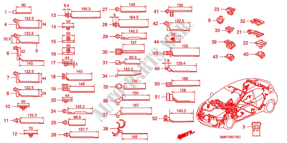 CINTA CABLAGEM/SUPORTE(LH)(1) para Honda CIVIC 1.8 TYPE S 3 portas transmissão inteligente 2007