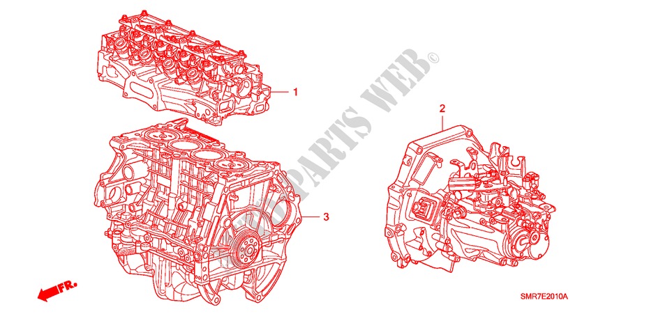 CONJ. MOTOR/ CONJ. CAIXA VELOCIDADES(1.8L) para Honda CIVIC 1.8 TYPE S 3 portas transmissão inteligente 2009