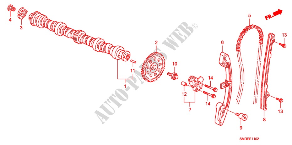 ARVORE CAMES/CORRENTE ARVORE CAMES(1.4L) para Honda CIVIC 1.4 TYPE-S 3 portas transmissão inteligente 2010
