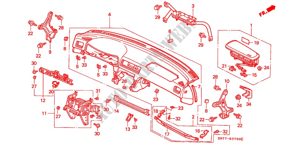 PAINEL INSTRUMENTOS(LH) para Honda ACCORD 1.8ILS 4 portas 5 velocidades manuais 1996
