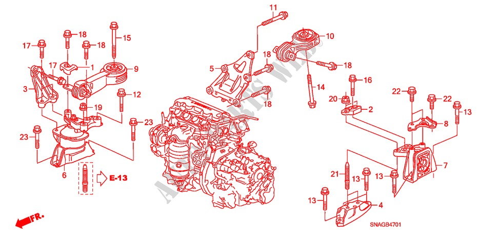 APOIOS MOTOR(AT) para Honda CIVIC 1.8 VXI 4 portas automática de 5 velocidades 2010