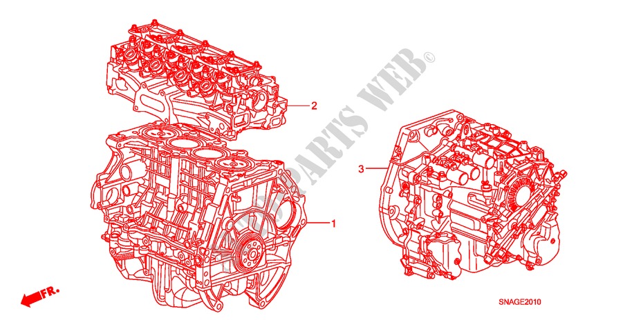 CONJ. MOTOR/CONJ. CAIXA VELOCIDADES para Honda CIVIC 1.6 S 4 portas automática de 5 velocidades 2010