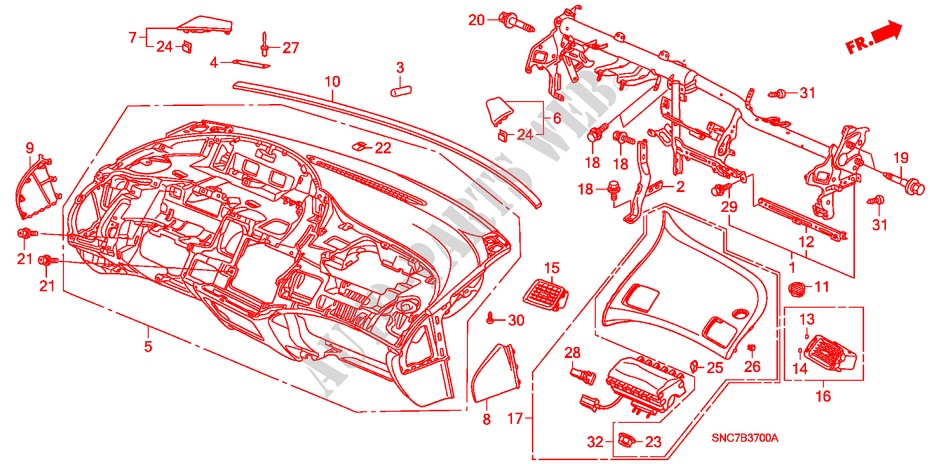 PAINEL INSTRUMENTOS(LH) para Honda CIVIC HYBRID MXB 4 portas totalmente automática CVT 2008