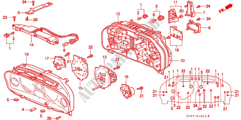 INSTRUMENTOS COMBINADOS COMPONENTES para Honda CIVIC 1.6ILS 5 portas automática de 4 velocidades 1995
