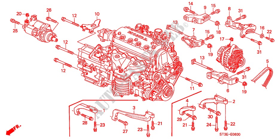 SUPORTE ALTERNADOR/ REFORCO MOTOR para Honda CIVIC 1.4IS       L.P.G. 5 portas 5 velocidades manuais 1999