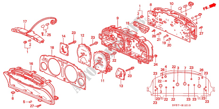 INSTRUMENTOS COMBINADOS (COMPONENTES) para Honda ACCORD AERODECK 2.2IES 5 portas 5 velocidades manuais 1995