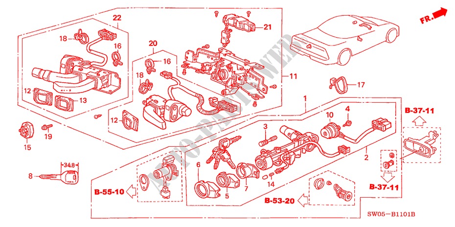 INTERRUPTOR COMBINADO(D.) (1) para Honda NSX NSX 2 portas automática de 4 velocidades 2002