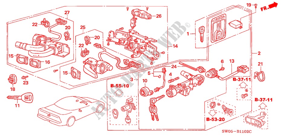 INTERRUPTOR COMBINADO(D.) (2) para Honda NSX NSX 2 portas automática de 4 velocidades 2004