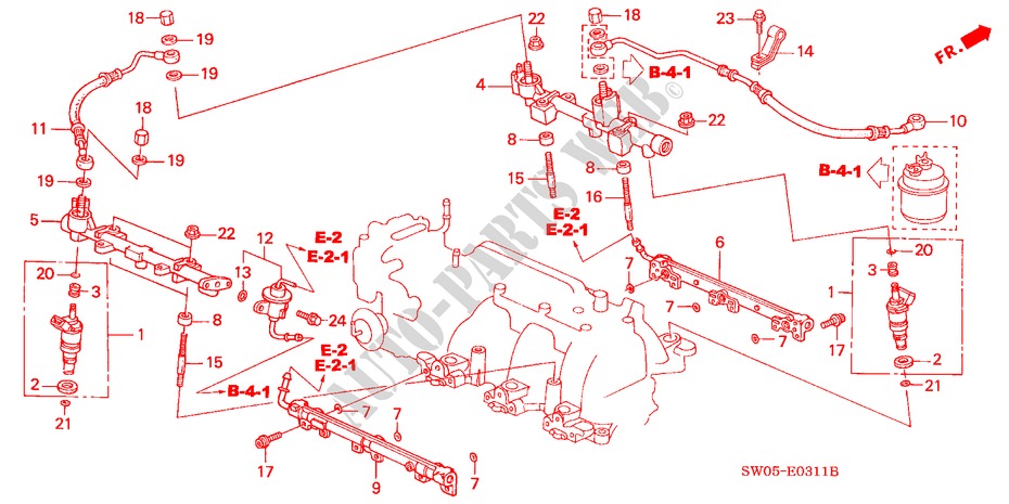 TUBAGEM COMBUSTIVEL( '03) (2) para Honda NSX NSX 2 portas automática de 4 velocidades 2002