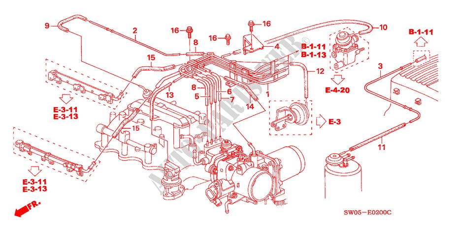 TUBO METALICO INSTALACAO/TUBAGEM (3.0L) para Honda NSX NSX 2 portas automática de 4 velocidades 2002