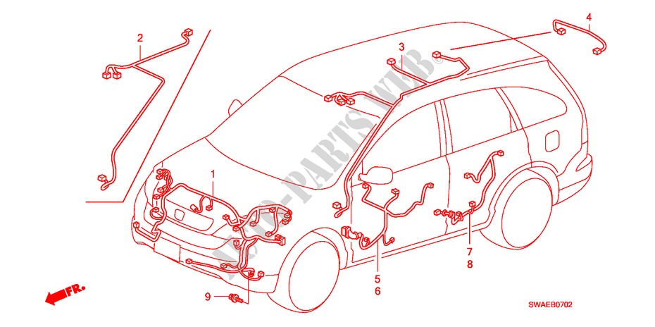 CABLAGEM(LH)(2) para Honda CR-V DIESEL 2.2 ELEGANCE 5 portas 6 velocidades manuais 2010