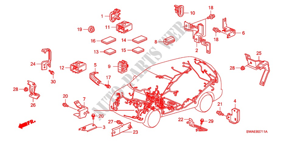 CINTA CABLAGEM/SUPORTE(LH)(2) para Honda CR-V DIESEL 2.2 EXECUTIVE 5 portas 6 velocidades manuais 2009