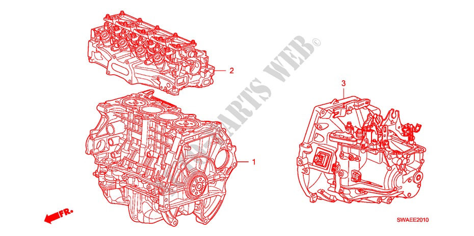 CONJ. MOTOR/CONJ. CAIXA VELOCIDADES(2.0L) para Honda CR-V ES 5 portas 6 velocidades manuais 2010