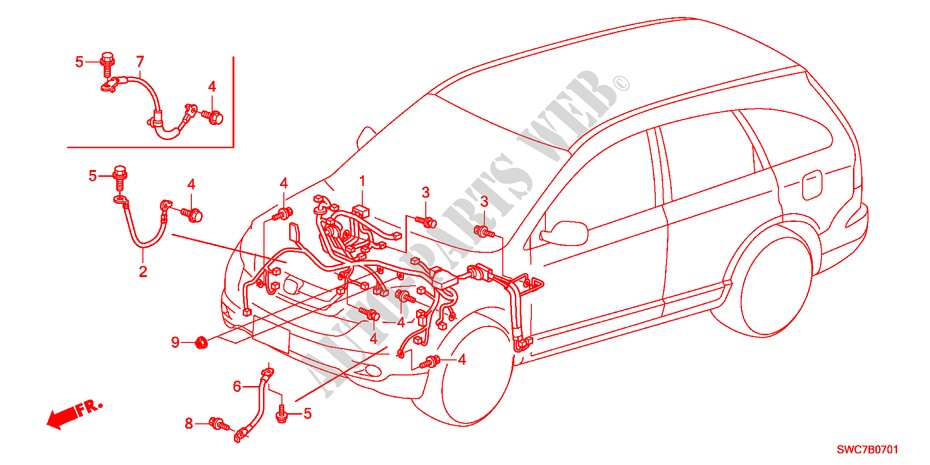 CABLAGEM(D.)(1) para Honda CR-V DIESEL 2.2 SE RUNOUT 5 portas 6 velocidades manuais 2011