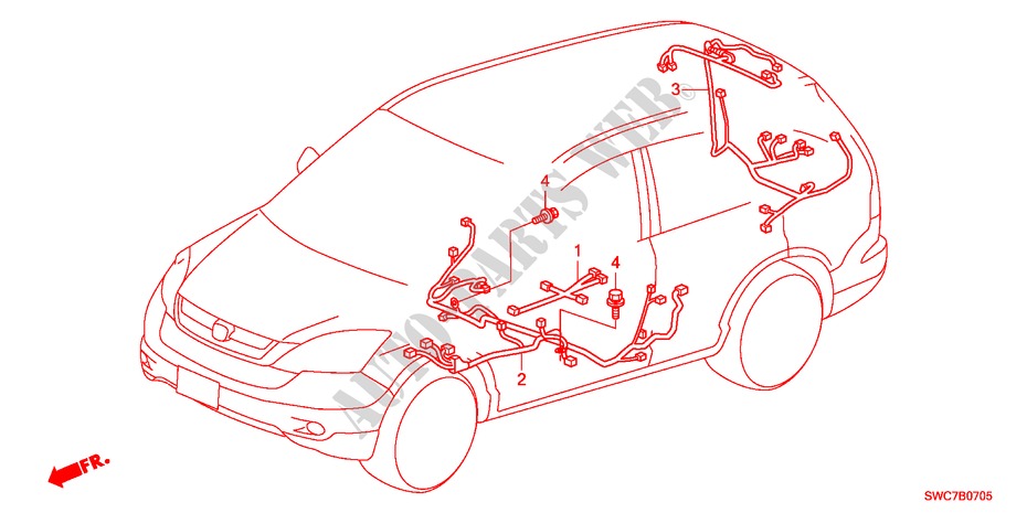 CABLAGEM(D.)(3) para Honda CR-V DIESEL 2.2 SE RUNOUT 5 portas 6 velocidades manuais 2011